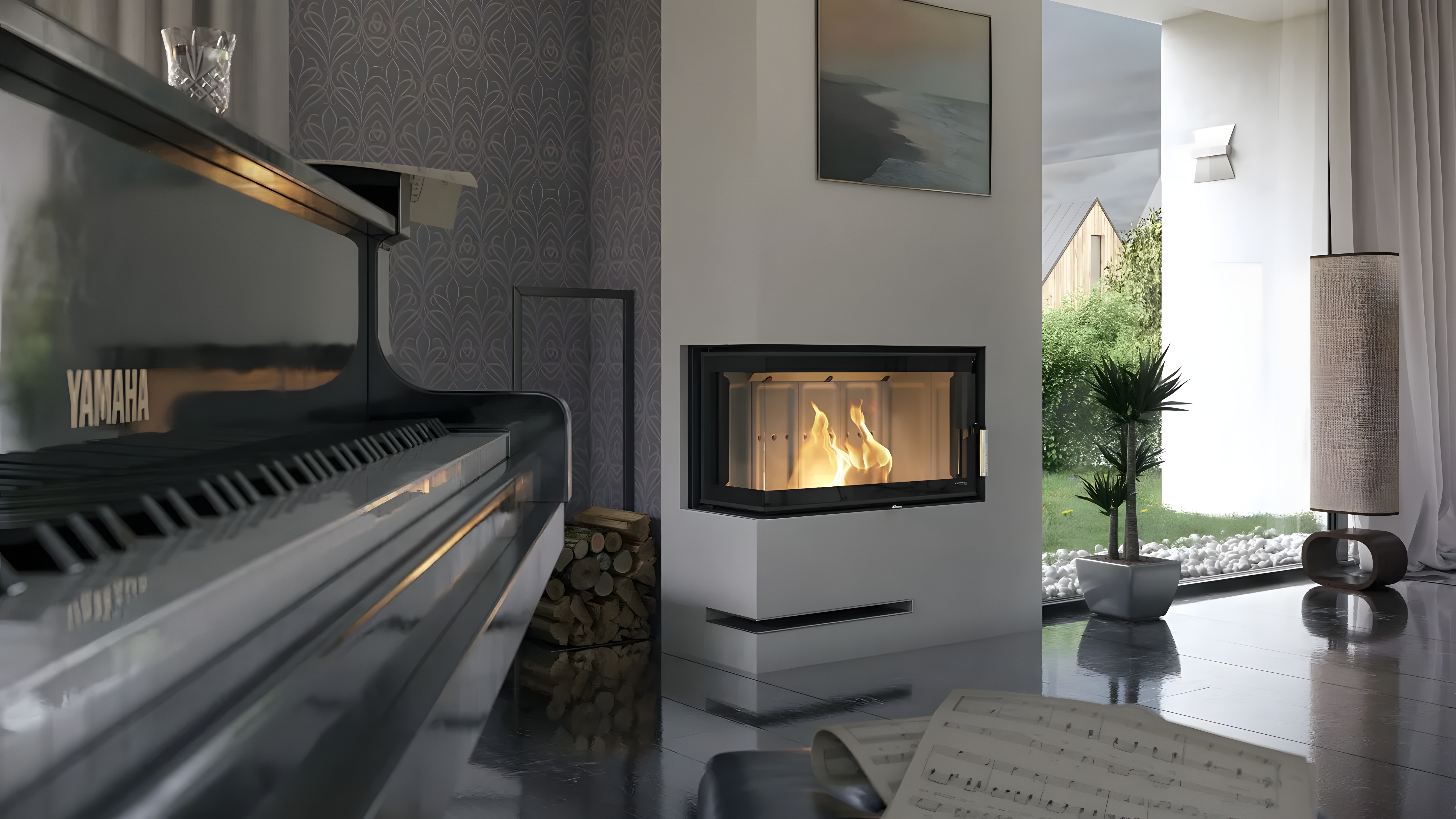 Wkład kominkowy Defro Home Intra S MINI z obniżoną wysokością szyby w niskiej zabudowie