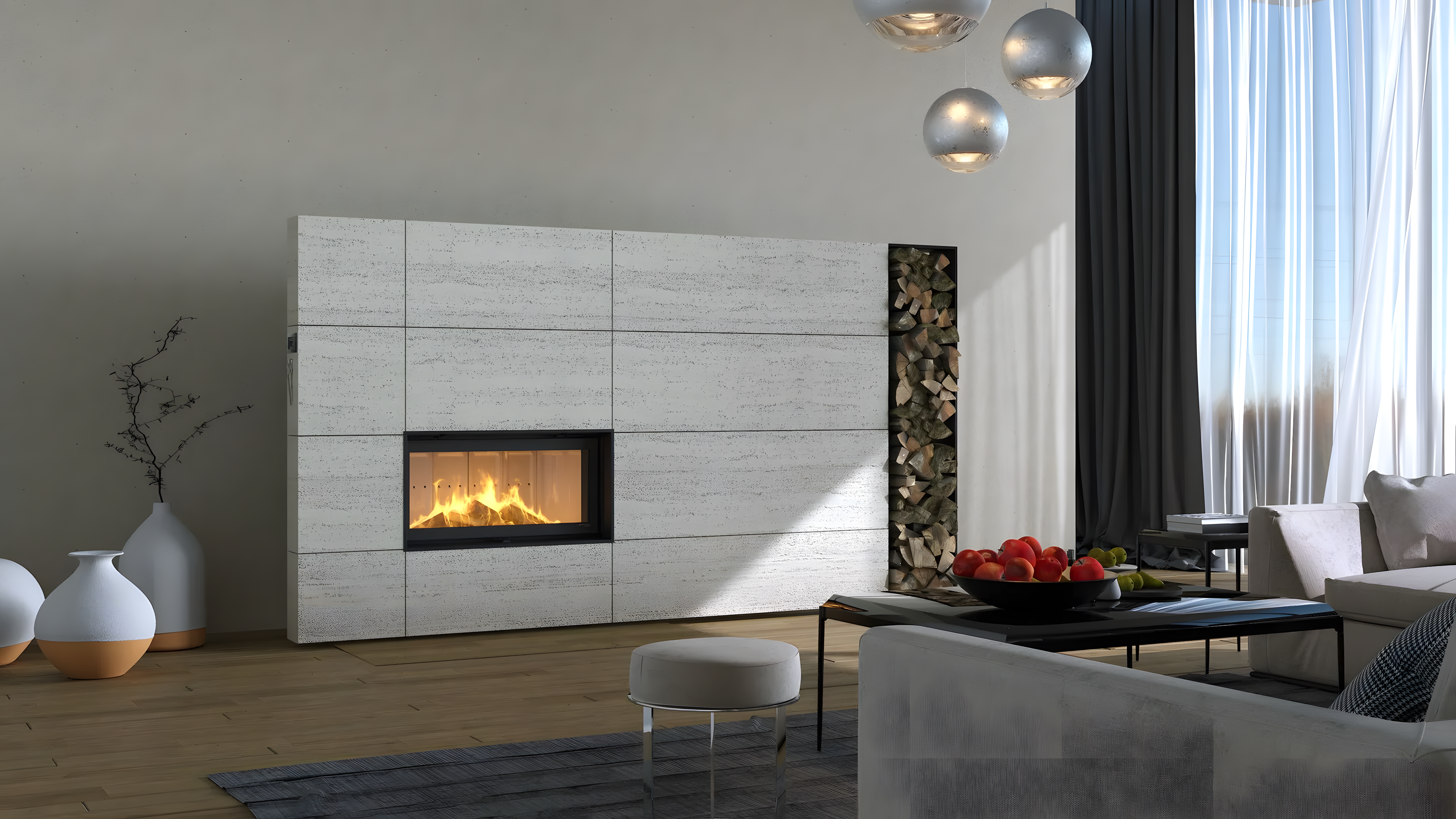 Wkład kominkowy Defro Home Intra L w klasycznej zabudowie do dużych przestrzeni